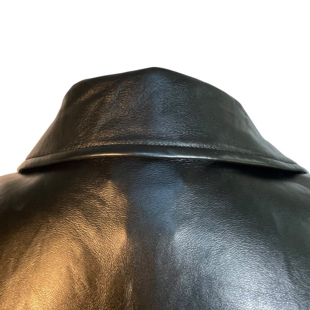 Nicole Miller Black Faux Leather Shacket Shirt Jacket Oversized M - Picture 7 of 11